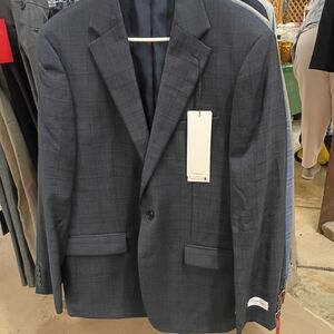 Calvin Klein Collection Charcoal Navy Windowpane Sport Coat